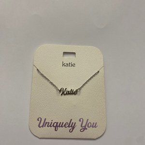 NWT Katie Personalized Name Silver Pendant 16-20" Necklace Uniquely You